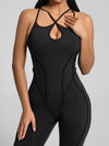 ZASUWA Female Sexy Cross Backless Stitch Performance Jumpsuit