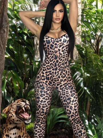 🖤ZASUWA Female Leopard Print U Collar Jumpsuit