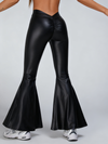 🖤ZASUWA Female Faux Leather Deep V Back Scrunch Bum Leggings