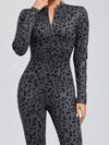 ZASUWA Female Leopard Print Zipper Jumpsuit