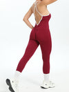 ZASUWA Female Contrast Color Cross Back Ribbed Jumpsuit