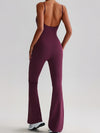 ZASUWA Female U Collar Backless Flare Jumpsuits