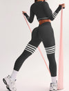 ZASUWA Female Stripes Deep V Back 3-Pieces Tracksuit