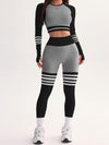 ZASUWA Female Stripes Deep V Back 3-Pieces Tracksuit