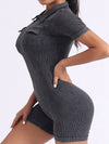 ZASUWA Female Ribbed Zipper Short Romper
