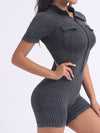 ZASUWA Female Ribbed Zipper Short Romper