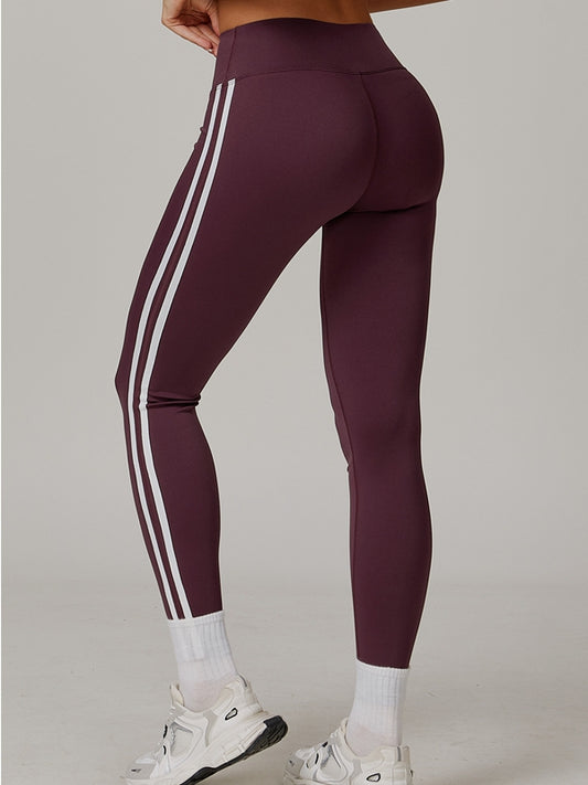 ZASUWA Female Contrast Color Stripes High-rise Leggings