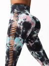 ZASUWA Female Hot Tie-dye Hollow Out Hot Booty Leggings