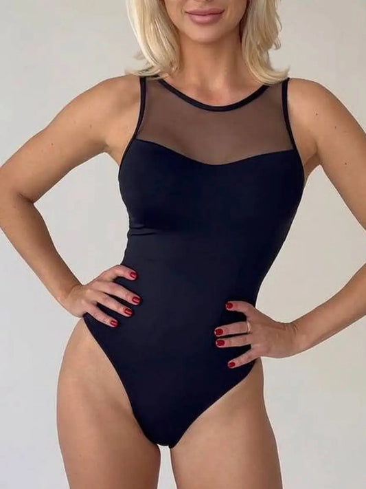 ZASUWA Female Sexy Mesh Backless Beach One Piece