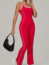 ZASUWA Female Backless Stripes Flare Jumpsuit