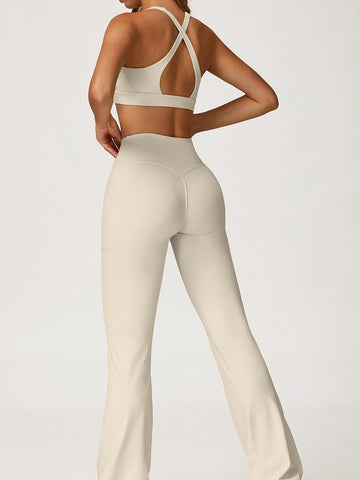 ZASUWA Female V Collar Cross Back V shape-waist Flare Tracksuit