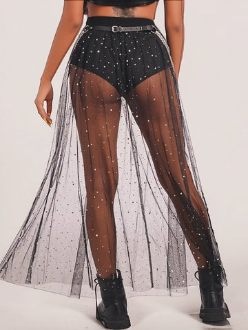 ZASUWA Female Sexy Shiny Mesh Without Bikini Set Cover Up