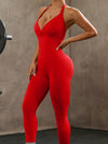 ZASUWA Female Deep V back Backless Pocket Jumpsuit