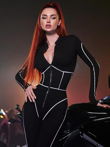 🖤ZASUWA Female Stripes Zipper Jumpsuit