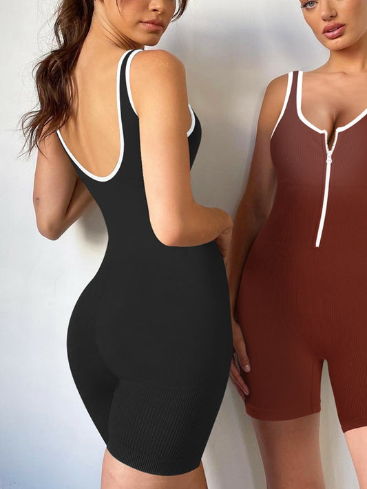 ZASUWA Female Ribbed Zipper Romper