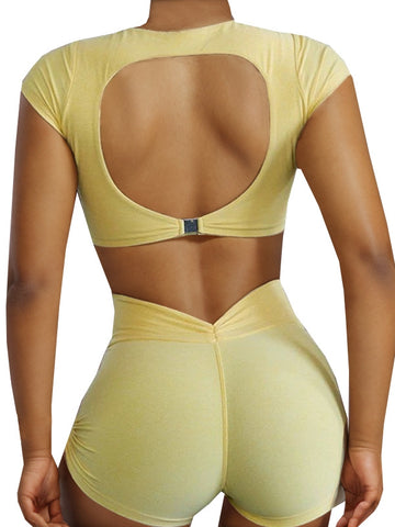 ZASUWA Female Backless Deep V Back Short Tracksuit