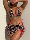 ZASUWA Female Leopard Print 3-Pieces Bikini Set