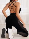ZASUWA Female Sexy Fishnet Cross Back Jumpsuit