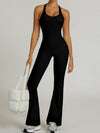 ZASUWA Female Backless Flare Halter Jumpsuit
