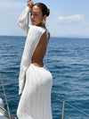ZASUWA Female Sexy Backless Fishnet Swimwear Cover Without Bikini Set Long Dress