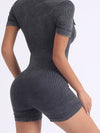 ZASUWA Female Ribbed Zipper Short Romper