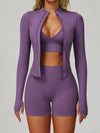 ZASUWA Female Deep V Back Seamless High-rise Short Tracksuit