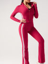 ZASUWA Female Contrast Color Stripes Zipper High-rise Flare Tracksuit