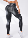 ZASUWA Female Denim Pocket Hollow Out Leggings