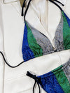 ZASUWA Female Shiny Contrast Color Bikini Set