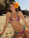 ZASUWA Female Contrast Color Flower Print Beach Bikini Set