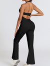 ZASUWA Female Backless Flare Halter Jumpsuit
