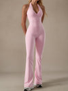ZASUWA Female Sexy Backless Deep V Collar Flare Jumpsuit