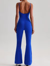 ZASUWA Female U Collar Backless Flare Jumpsuits