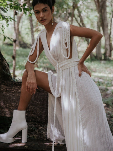 ZASUWA Female Sexy Cross Back Without Bikini Set Cover-up Dress