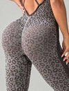 ZASUWA Female Leopard Print Cross Back Jumpsuit
