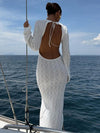 ZASUWA Female Sexy Backless Fishnet Swimwear Cover Without Bikini Set Long Dress