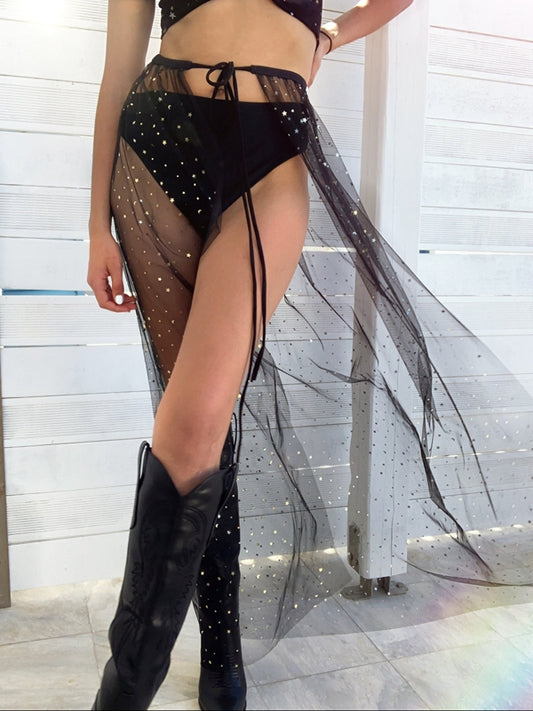 ZASUWA Female Sexy Shiny Mesh Without Bikini Set Cover Up