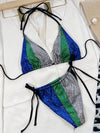 ZASUWA Female Shiny Contrast Color Bikini Set