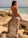 ZASUWA Female Sexy Fishnet Backless Swimwear Cover Without Bikini Set Long Dress