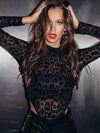 ZASUWA Female Leopard Print Mesh Bodysuit