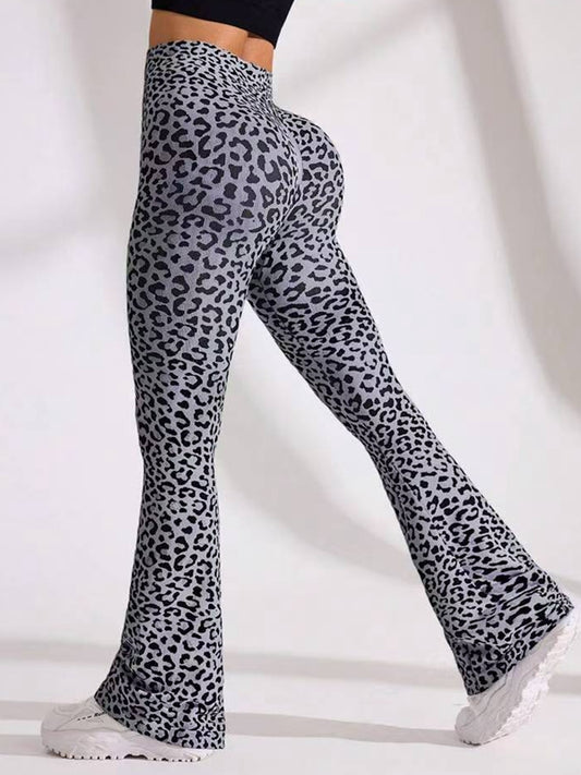 ZASUWA Female Leopard Print Flare High-rise Leggings