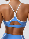 ZASUWA Female Contrast Color Stripes Cutout Sports Bras