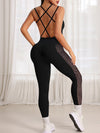 ZASUWA Female Sexy Fishnet Cross Back Jumpsuit