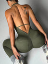ZASUWA Female Deep V back Backless Pocket Jumpsuit