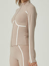 ZASUWA Female Contrast Color Stripes Zipper Jacket