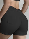 ZASUWA Female Sexy V-shape Waist Deep V Back Pocket Scrunch Bum Shorts
