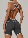 ZASUWA Female Contrast Color Stripes Backless Romper