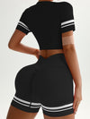 ZASUWA Female Stripes Deep V Back Short Tracksuit