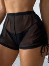 ZASUWA Female Sexy Sheer Mesh Drawstring Quick-dry Shorts