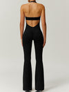 ZASUWA Female Backless Flare Halter Jumpsuit
